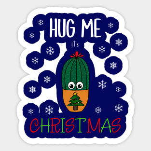 Hug Me It's Christmas - Cactus In Christmas Tree Pot Sticker